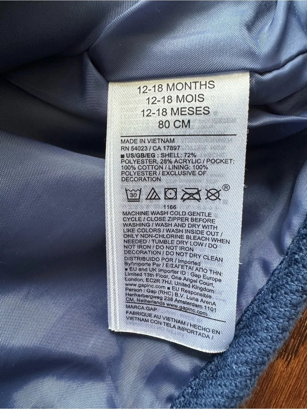 Baby Gap Baby / Toddler Navy Blue Sherpa Zip Vest